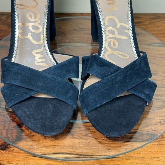 NEW Sam Edelman Yancy Ankle Strap Suede Heel Sandals - black - Picture 9 of 16